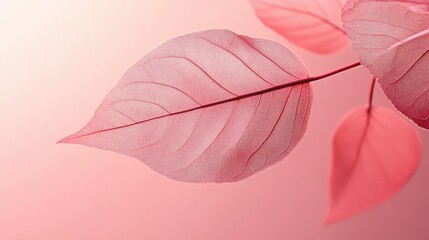 Wall Mural - Soft pink leaves against a gradient background creating a serene and elegant texture perfect for design and nature-themed projects.