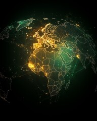 Poster - Visual representation of global financial connectivity, crossborder money transfers, seamless currency exchange through interconnected network, modern tech and data flow