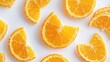 © AbstractAI - Traditional orange cracker slices arranged on a white background showcasing vibrant colors and textures of a popular snack.