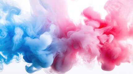 Wall Mural - abstract colorful smoke swirls in blue and pink tones on a white background creating a vibrant and a