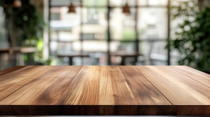 Sticker - Wooden Table with Blurred Supermarket Background Ideal for Product Display Mockup and Presentation in Marketing and Advertising