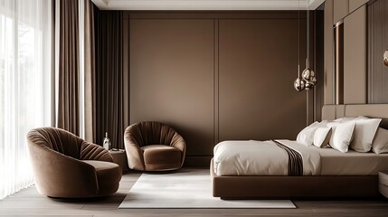 Wall Mural - Develop an upscale website for a luxury lifestyle brand using a chic mocha color palette Emphasize call-to-action buttons and display testimonials that communicate the brand\u2019s exclusivity and