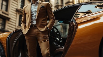 Wall Mural - Develop a sleek and sophisticated marketing website for a luxury brand with a mocha color palette Emphasize engaging call-to-action buttons and feature client success stories that reflect the