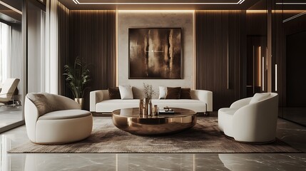 Wall Mural - Develop a sleek and sophisticated marketing website for a luxury brand with a mocha color palette Emphasize engaging call-to-action buttons and feature client success stories that reflect the