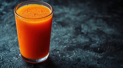 Refreshing Glass of Orange Juice on Dark Background