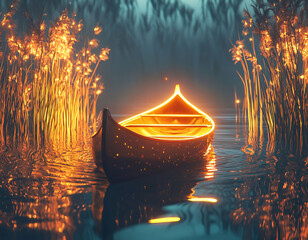 Canvas Print - Glowing Canoe