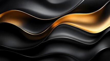 Abstract gold and black wave pattern background.