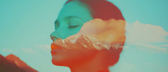Wall Mural - Fusion of vintage and modern art in a unique double exposure composition