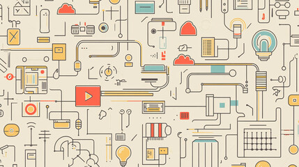 Wall Mural - software architecture banner for network information technology themes design. computer, cloud data 