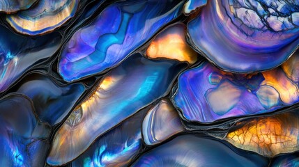 Canvas Print - Abstract iridescent blue, purple, and orange paint texture.