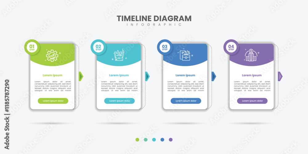 Business infographic template. 4 Step timeline journey. Process diagram ...