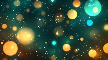Festive Bokeh Lights Background  Gold  Teal  Sparkle