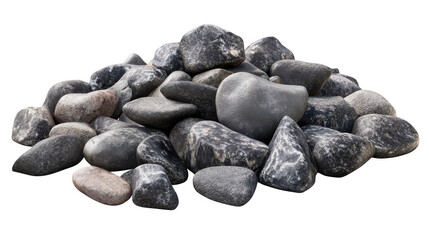 Wall Mural - Stark contrast, a pile of dark rocks on pure black background, mineral, still life photography