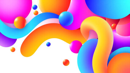 Wall Mural - vivid and dynamic 3d abstract shapes in vibrant colors creating a playful and modern digital backgro