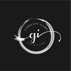 GI Elegant Circular Logo Design with Feather and Calligraphic Text