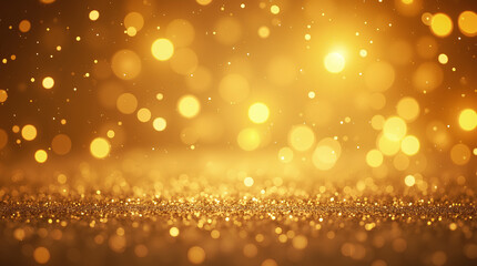 gold glitter background with bokeh lights and copy space for christmas or birthday