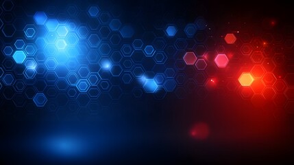 Wall Mural - abstract red blue hexagon technology background