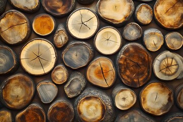 Wall Mural - Rustic wood slice wall decor, interior design, texture background