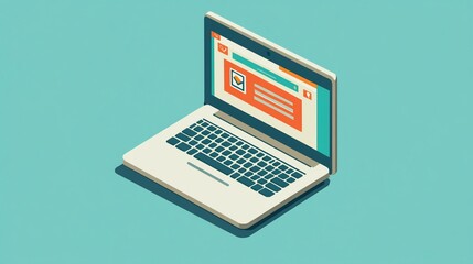 Modern Laptop, Isometric Design, Digital Technology