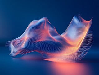 Wall Mural - abstract glowing orange and blue digital wave form.