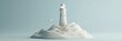 © BerkahStock - Minimalist lighthouse on island with seagulls.