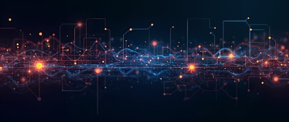 Abstract images of matrices, networks, digital code.