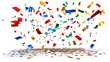 © milenialdesastudio - Colorful confetti explosion on white background.