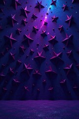 Wall Mural - Dark purple spiky wall with neon starry sky above, dark background, universe
