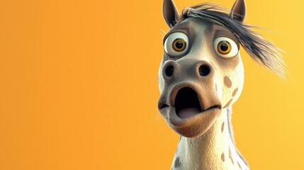 Wall Mural - A surprised cartoon horse. AI.