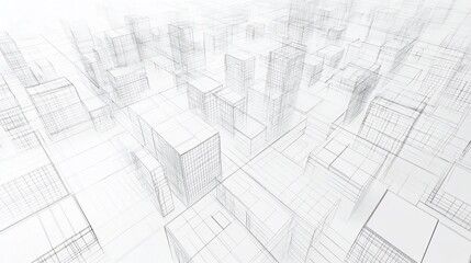 Abstract Wireframe Cityscape: A Digital Architectural Visualization