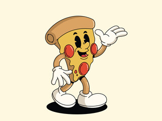 Wall Mural - Retro Cartoon Pizza Character