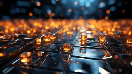 Wall Mural - a close up of a computer screen with many small orange cubes