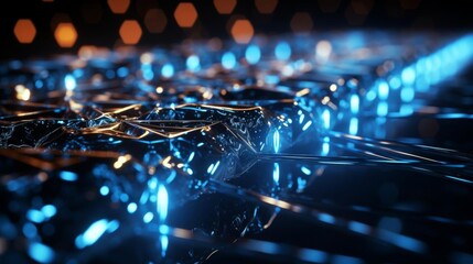 Wall Mural - a blue and orange image of a computer screen with a blue line of code
