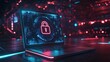 © Alpa - Laptop screen showing a padlock and code against a technology-inspired background, symbolizing business, financial and data communication protection in a connected world