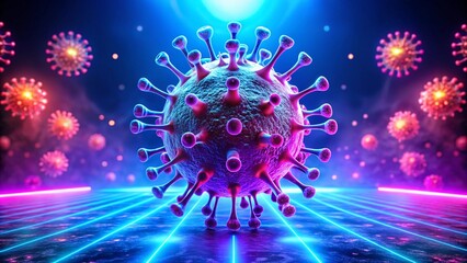 Wall Mural - virus cell neon background