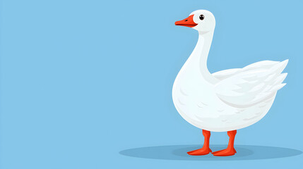 Wall Mural - Cartoon goose illustration against light blue background.