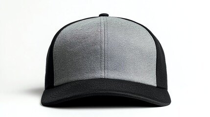 Wall Mural - Stylish gray and black baseball cap on a white isolated background.