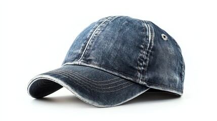 Wall Mural - Stylish denim cap on white isolate background.