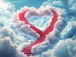 © Duka Mer - A heart-shaped cloud floats in a vibrant sky, with an endless staircase leading toward heavenly rays of light. This celestial scene embodies hope and eternal love.