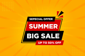 Sticker - Summer big sale Discount banner. summer offer sale banner vector template. Sale label and discounts background