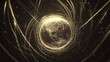 © Wongstorn - A golden sphere with a globe on it is surrounded by a swirling mass of lines