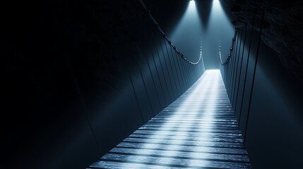 Wall Mural - A dark tunnel with a bridge in the middle