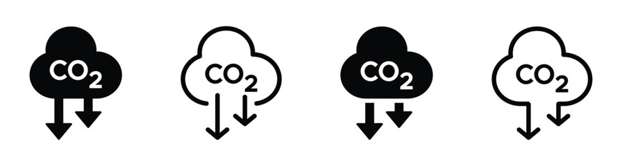 co2 reduction vector icon design. co2 decrease sign