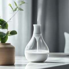 Aufkleber - Sanitizer droplets effectively eliminate bacteria in a clean indoor environment during daylight hours. Generative AI