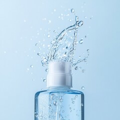 Aufkleber - Droplets of sanitizer burst into the air while effectively eliminating bacteria in a clean environment. Generative AI