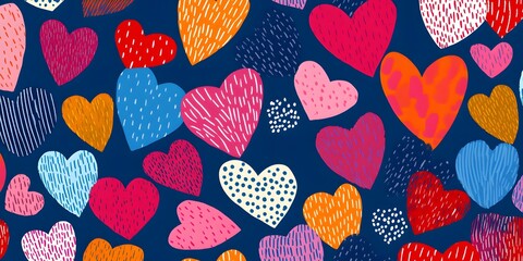 Wall Mural - seamless pattern with hearts