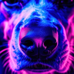 Wall Mural - dog's nose is shown in a blue and purple color