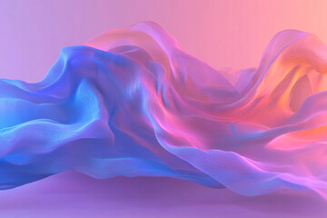Wall Mural - Abstract flowing fabric in pink and blue tones. Modern smooth wavy design for background, wallpaper, textile. Design with copy space.