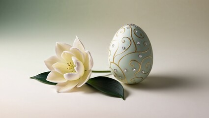 Elegant decorated egg with flower on soft gradient background for Easter celebration
