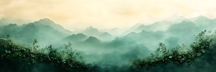 Wall Mural - a background of a calming gradient fading from sage green to soft ivory.